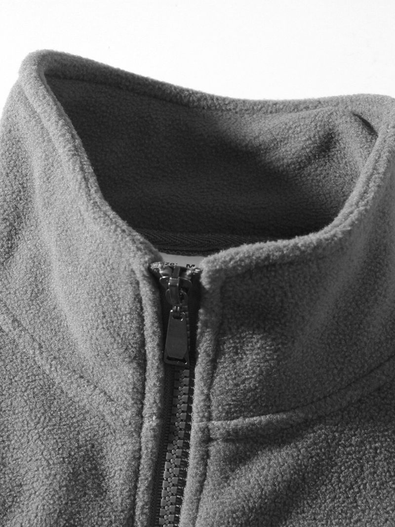 Chaqueta informal con capucha y cremallera para hombre - Sudadera ligera con cuello alto y forro polar para otoño e invierno (gris, negro, verde, beige)_voghion.com