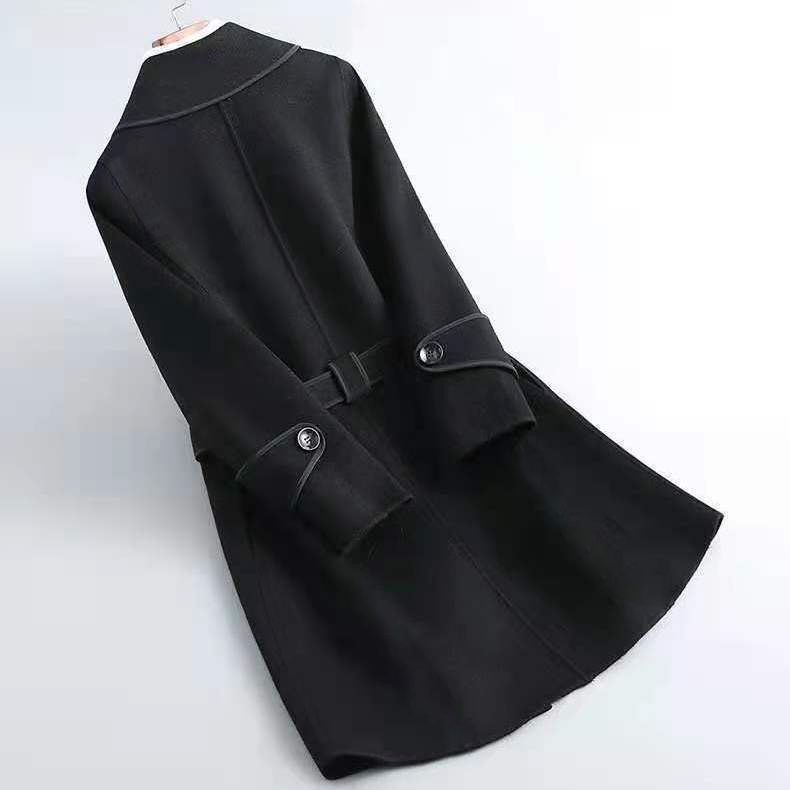 Abbigliamento da donna Elegante cappotto di lana double-face - Trench di media lunghezza in stile coreano per donna in colori classici_voghion.com