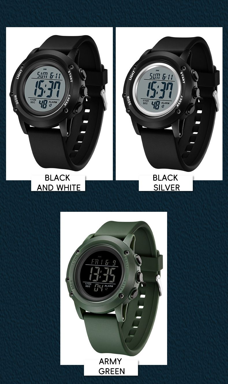 Orologio sportivo digitale con impermeabile fino a 50 m, sveglia multifunzione, cronometro, retroilluminazione a LED per uomini e donne, orologi elettronici per studenti multifunzione_voghion.com