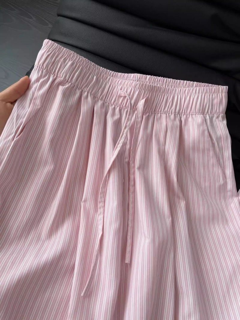 Women's High Waist Wide Leg Palazzo Pants - Soft Rayon Blend Fabric, Loose Fit, Casual Summer Beach Pants With Pockets, Bohemian Striped Trousers_voghion.com