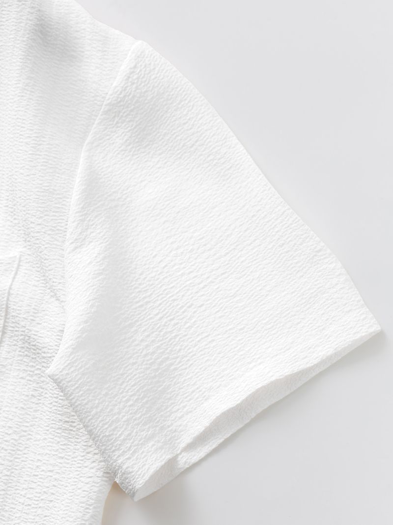 Camicia da uomo estiva da uomo, in cotone e lino, tinta unita, ampia e casual, con bottoni, a maniche corte_voghion.com