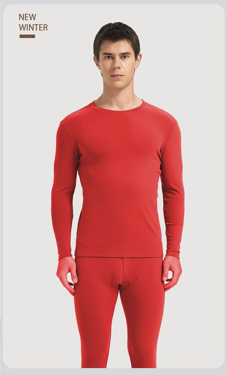 Women's Intimates Unisex Thermal Underwear Set - Double Brushed Fleece Round Neck Base Layer, Stretchy & Anti-Pilling_voghion.com