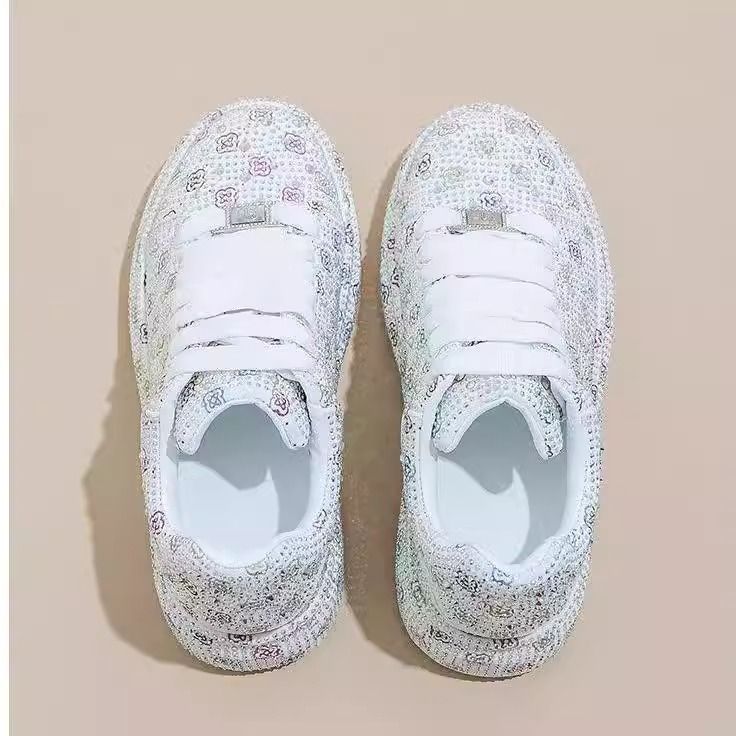 Strass Starry Fashion Weiß Für Frauen 2025 Frühling Und Herbst Neue frauen Schuhe Vielseitig Dicken Sohlen Casual Sneakers_voghion.com