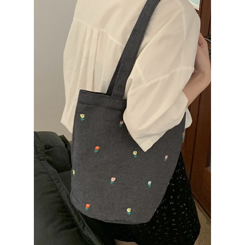 Borsa a secchiello estiva versatile e di grande capacità, in tela, per donne, da ascella, 2024_voghion.com