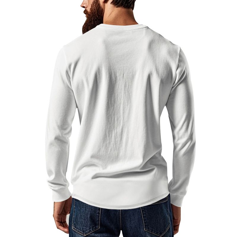 24 New Men's Spring And Autumn American Style Solid Color Thin Long Sleeve T-Shirt Casual Base Slim Fit Button V-Neck_voghion.com