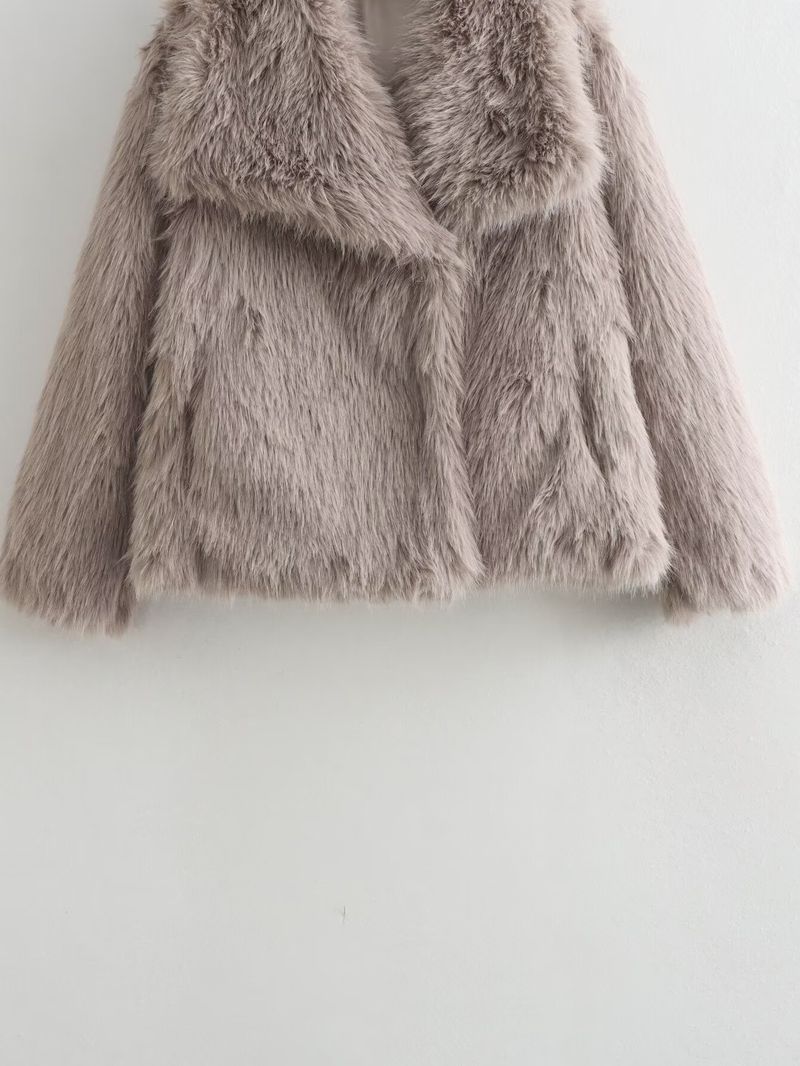 Dammekleeder 2024 Fréijoer nei Stroossemode locker Pelzreversjacket A14001_voghion.com
