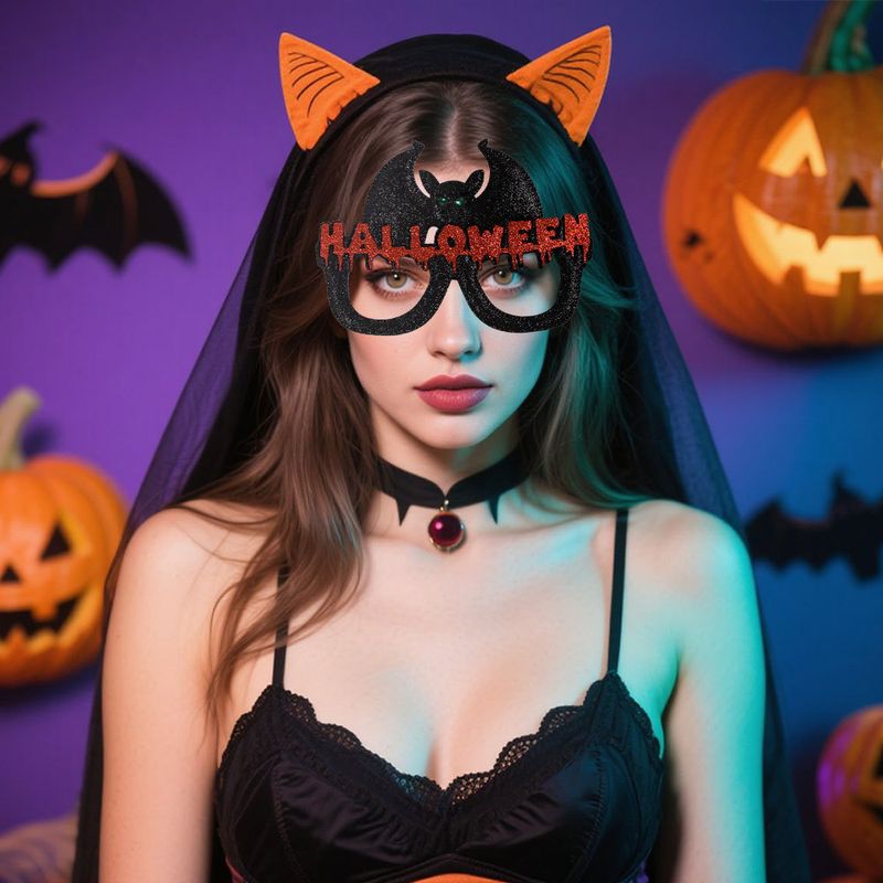 Accessori per foto a forma di zucca - Occhiali per costumi di Halloween per bambini con motivo a teschio di pipistrello_voghion.com