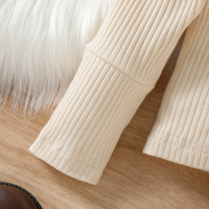 Abbigliamento per bambini Ragazze collo alto in cotone pit strip manica lunga top moda plaid + tailleur gonna stampata_voghion.com