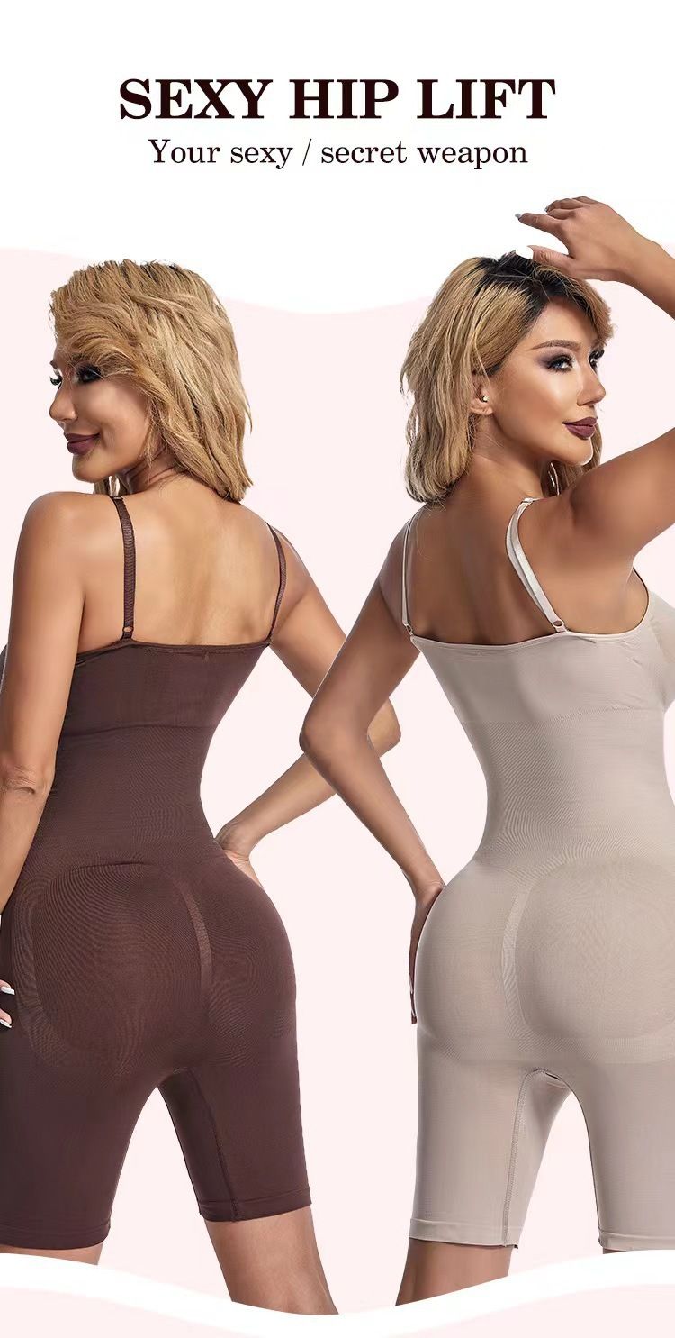 Neuer Onesie in Übergröße, nahtlos, körperbetonte Shapewear, Damenkorsett, flache Beine, postpartale Neckholder-Bodywear_voghion.com