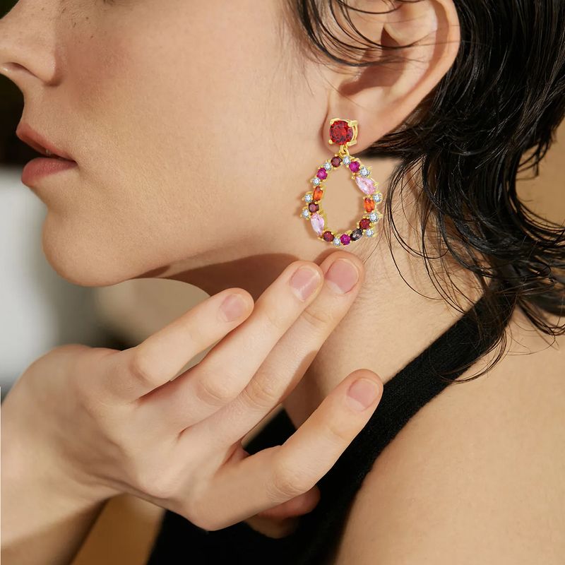 Orecchini con diamanti colorati alla moda S925 in argento sterling, orecchini irregolari con gemme di zircone da donna, orecchini gioielli_voghion.com