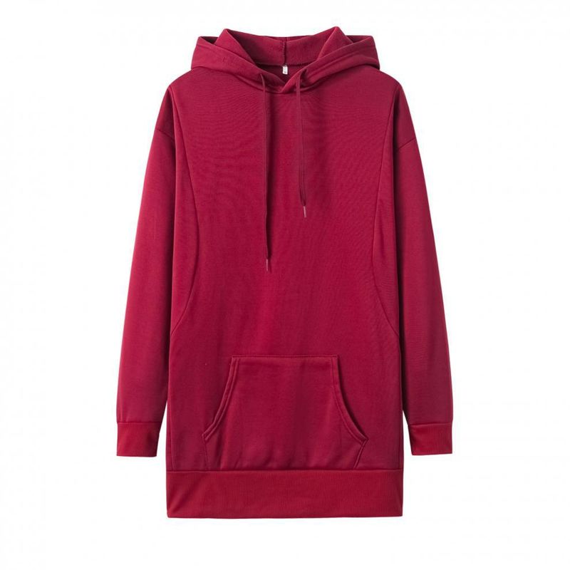 Women's solid color hooded loose long-sleeved padded women's sweatshirt_voghion.com