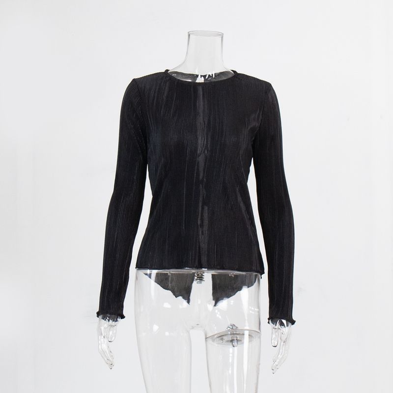Chemisier plissé pour femme, élégant, coupe slim, manches cloche, cravate au dos, été 2025. Synonymes : tenue_voghion.com