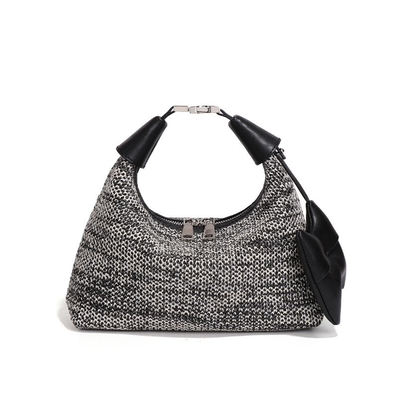 Summer New Straw Woven Women's Versatile Dumpling Casual Beach Vacation Stylish Raffia Handbag Lunch Box Bag_voghion.com