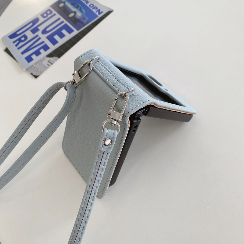 Mobile phone case Suitable for Samsung Z Flip5 mobile phone case GalaxyZ Flip4 folding litchi pattern diagonal protective case ZFlip3_voghion.com