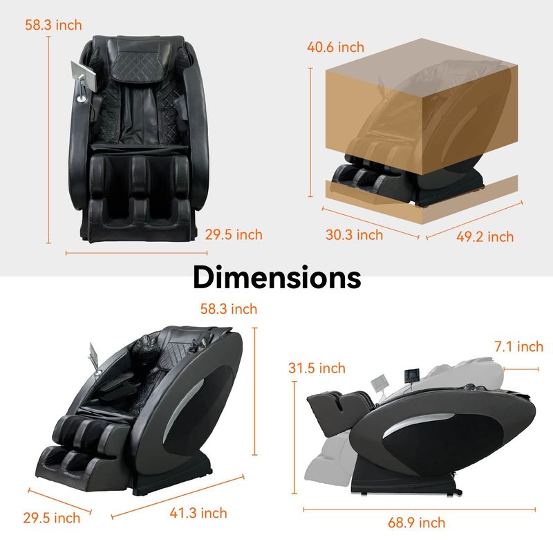 Massage Chairs Full Body Massage Recliner With Foot Roller,Airbag Massage SL Track, Zero Gravity, Bluetooth Speaker Brown_voghion.com