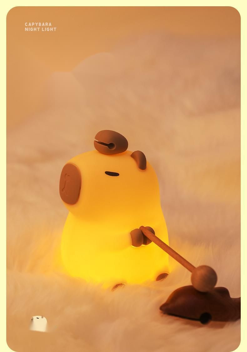 Smart Voice Tap Capybara Holz Fisch Geschenk Internet Promi Jungen Mädchen Silikon Nachtlicht_voghion.com