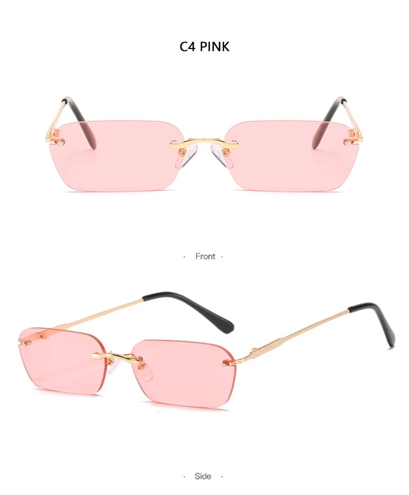Nouveautés Lunettes de soleil sans monture à la mode pour hommes et femmes Lunettes de soleil classiques légères pour hommes Lunettes rectangulaires sans cadre UV400_voghion.com