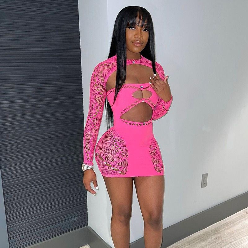 Sexy Unterwäsche New Onesie Rundhalsausschnitt Schal Tube Top Sexy Mesh Schlank Hohl Uniform YDT029_voghion.com