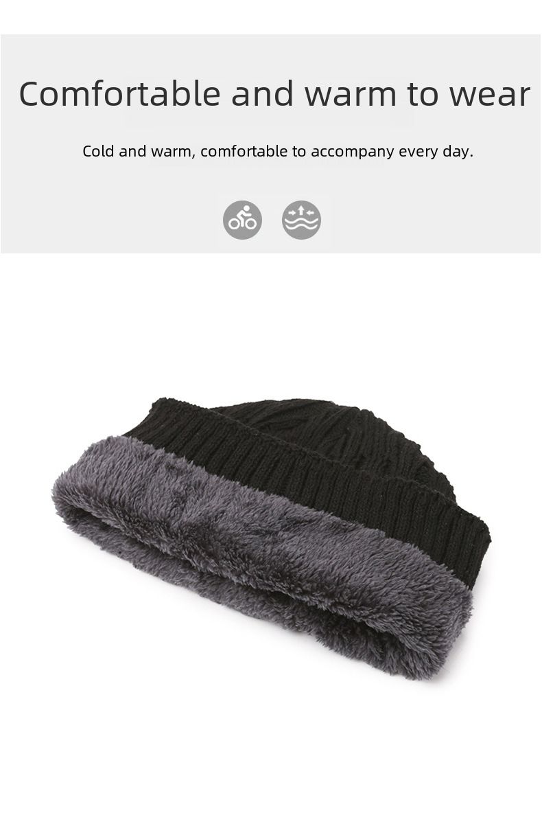 Cappello unisex lavorato a maglia sciarpa cappello berretto con visiera due pezzi paraorecchie ciclismo antifreddo caldo tuta_voghion.com