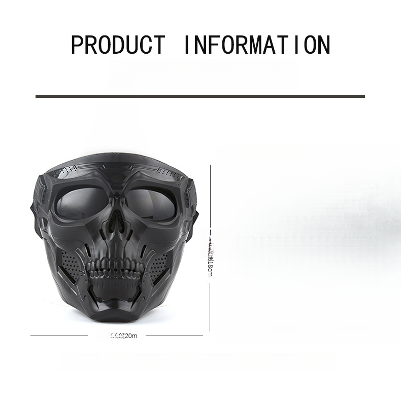 Casco da ciclismo antivento per esterni, maschera da scheletro antiproiettile per Halloween, accessorio horror per fan militari_voghion.com