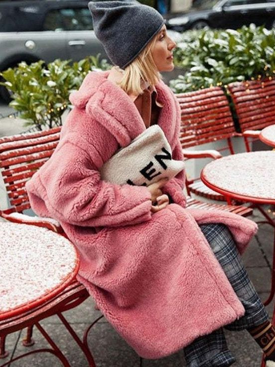 Halflange grote windjack voor dames, lamswollen herfst- en winternieuwe losse jas, effen kleur_voghion.com