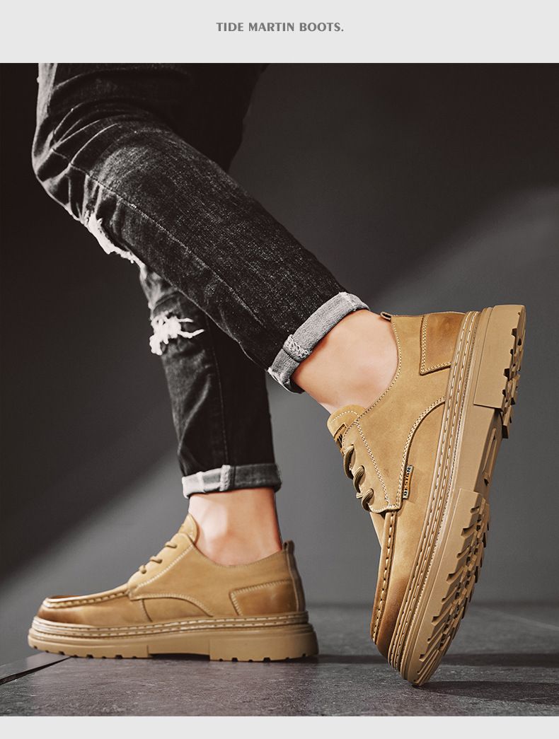 Derby Herbst British Business Casual Leder Herren Formelle Arbeit Dicke Sohle Niedrig geschnitten Martin Trendy Schuhe_voghion.com
