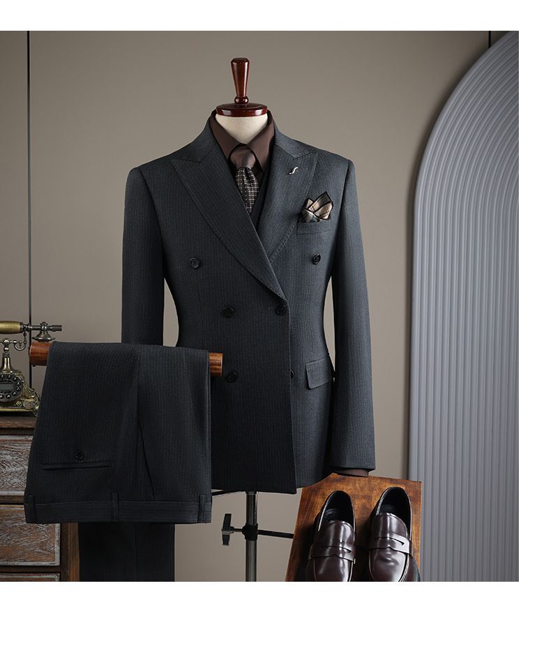 Men's Clothing Striped Suit Business Suit Striped Suit Set Business Formal Wear Groom Wedding Suit Blazer Slim Fit Tuxedo With Vest Options_voghion.com