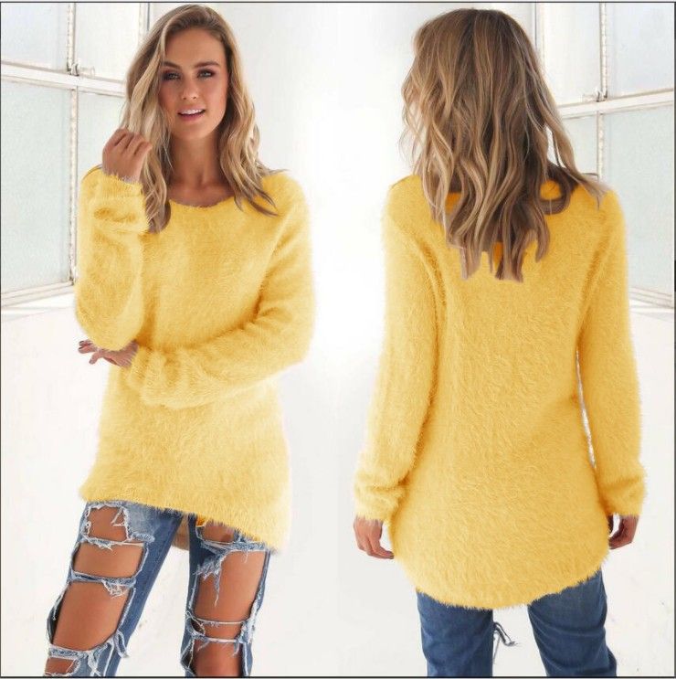 Langärmliges, lässiges Pullover-Oberteil für Damen – weiche Baumwollmischung, lockere Passform, Rundhalsausschnitt, mehrere Farben und Größen (S-5XL)_voghion.com