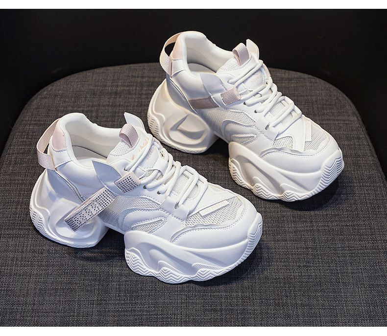 Thick-soled Transparent Mesh And Double-layer Mesh Heightening Dad Shoes Casual Versatile Style Small Women's Shoes_voghion.com