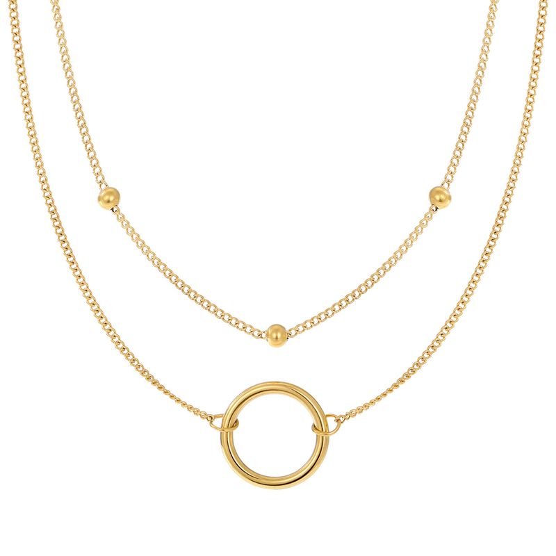 Novo colar circular de dupla camada para mulheres, pingente estilo descolado para Instagram, acessórios leves e luxuosos para nicho, internet_voghion.com