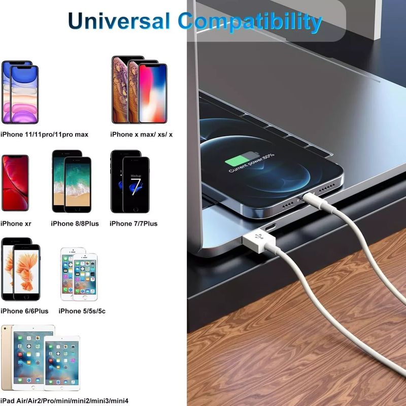 5 USB-iPhone-Kabel Schnellladegerät für Apple Blei 5 6 7 8 X XS XR 11 12 Pro Kabel_voghion.com