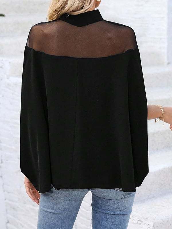 Top a maniche a pipistrello con spalle scoperte e rete sexy da donna_voghion.com