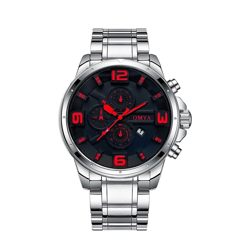 Reloj de pulsera para hombre, resistente al agua, de moda, con correa de acero inoxidable, calendario, de cuarzo, caja de regalo_voghion.com