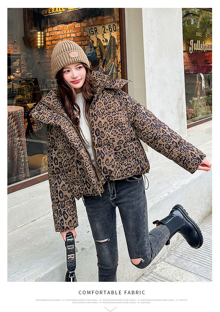 Women Parkas Coats Jackets Zipper Leopard Print Hooded Coat Stand Collar Y2k Streetwear Jacket Work Outerwear Autumn Winter_voghion.com