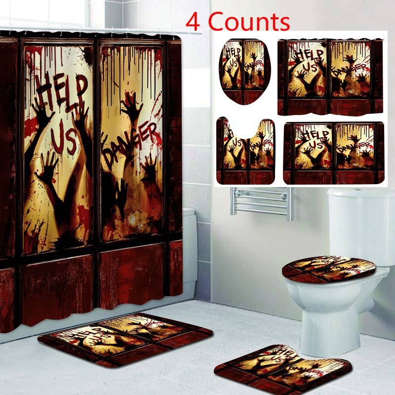 Grensoverschrijdend exclusief voor Halloween, waterdicht, geen boren nodig, polyester douchegordijn voor badkamer en toilet_voghion.com