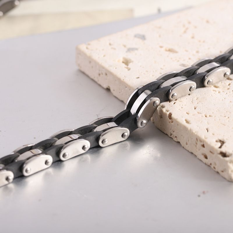 Women's Jewelry Fashion Stainless Steel Bracelet Punk Multi Layer Simple Versatile Silicone Bracelet_voghion.com