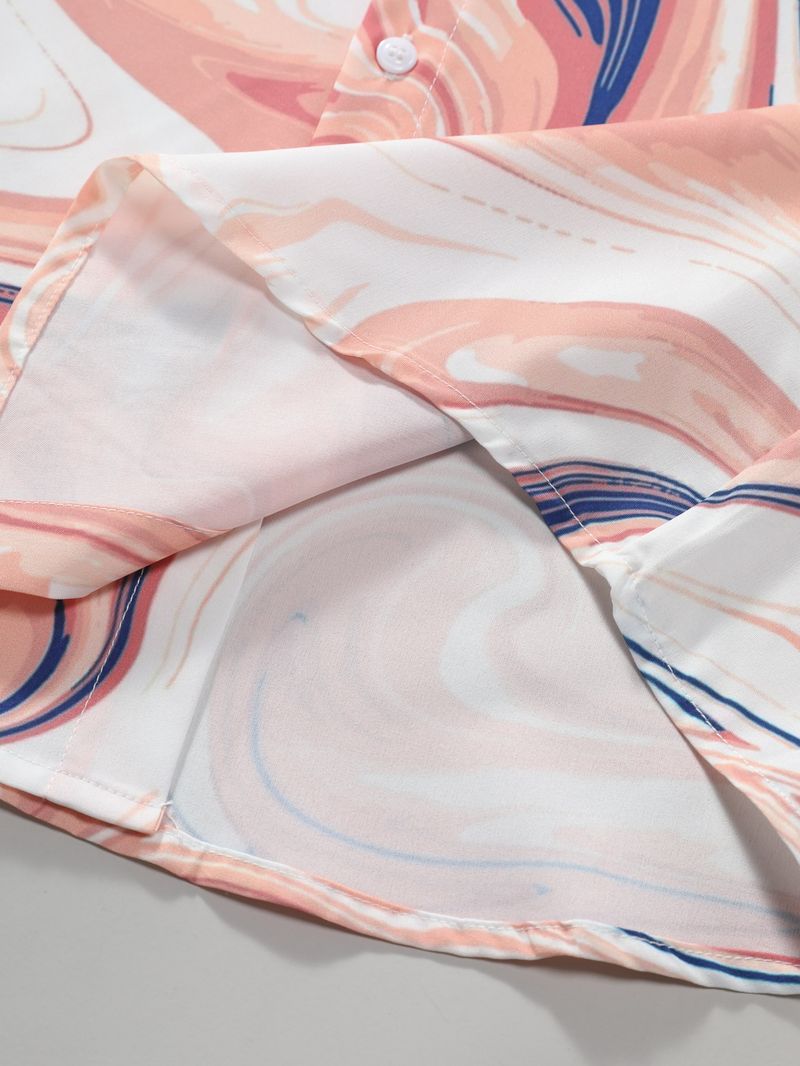 Men's Clothing short-sleeved shirt summer foreign trade men's clothing men's fashion texture printed shirt four-sided stretch 2024 new cross-border_voghion.com