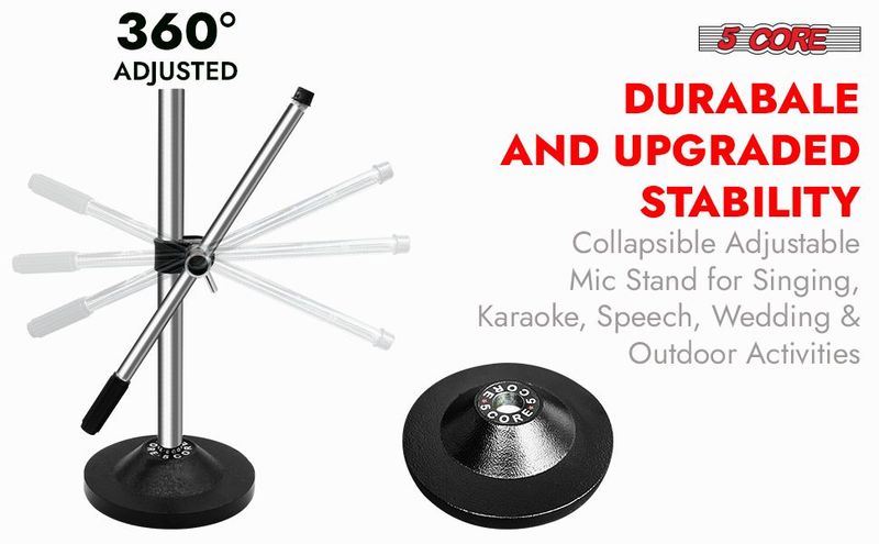 5Core Desktop Mic Stand Universal Desk Microphone Holder Table Top Round Base Stands - MS RBS CH IN_voghion.com