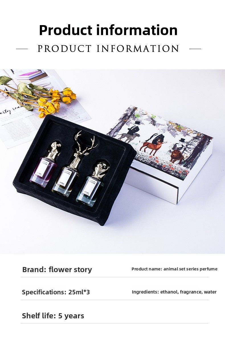 Die Geschichte von Blumen Cross Border Beast Head Fox Elk Tier Parfüm Geschenkbox Set für Männer und Frauen Beliebte Online-Live-Übertragung_voghion.com
