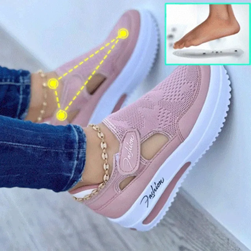 Scarpe da ginnastica rosse da donna Scarpe da tennis in tela Scarpe casual da donna con plateau sportivo Scarpe scavate_voghion.com