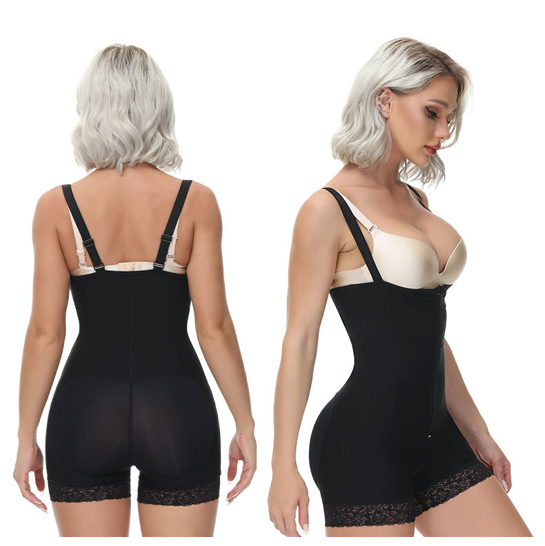 sling one-piece shapewear zipper tummy control butt lift postpartum recovery bust lift corset large size_voghion.com