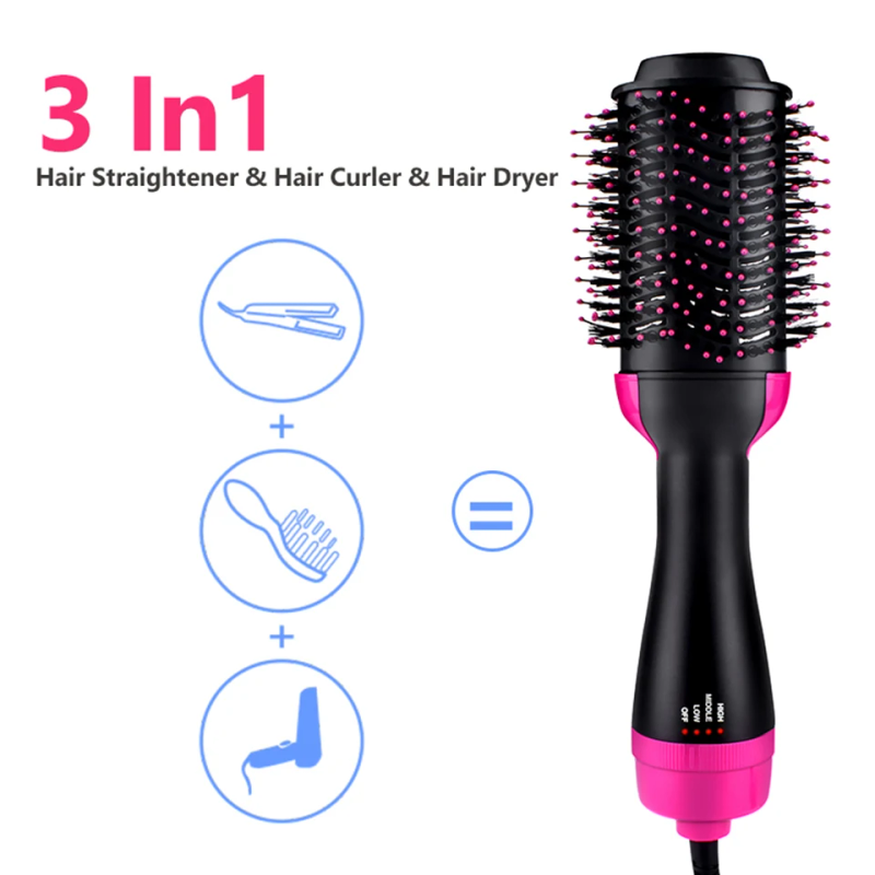 Ionic Electric Hair Dryer, Hot Air Brush, Styling And Volume Regulator, Straightener, Curler, Comb, Drum, One-step,_voghion.com
