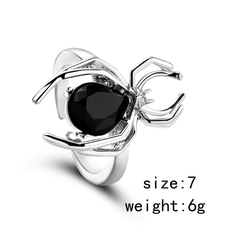 Niche Design Halloween With Inlaid Diamonds Open Personality Spider Ring_voghion.com