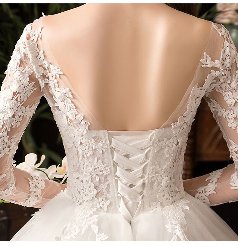 Elegant Long Sleeve Lace Wedding Dress For Bride, Princess Ball Gown With French Style, Plus Size Available_voghion.com