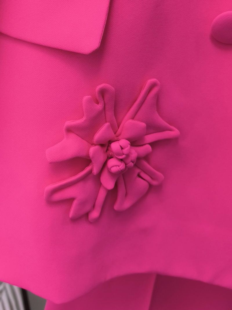 Abbigliamento da donna nuovo stile coreano completo colletto giacca a maniche lunghe + temperamento pendolari pantaloni svasati pesante completo floreale tridimensionale_voghion.com