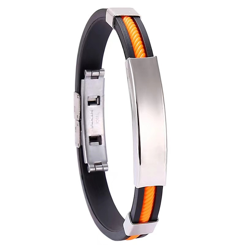 Bracciale in silicone da uomo in titanio inciso fai da te da 2 pezzi, bracciale in acciaio inossidabile a stella_voghion.com
