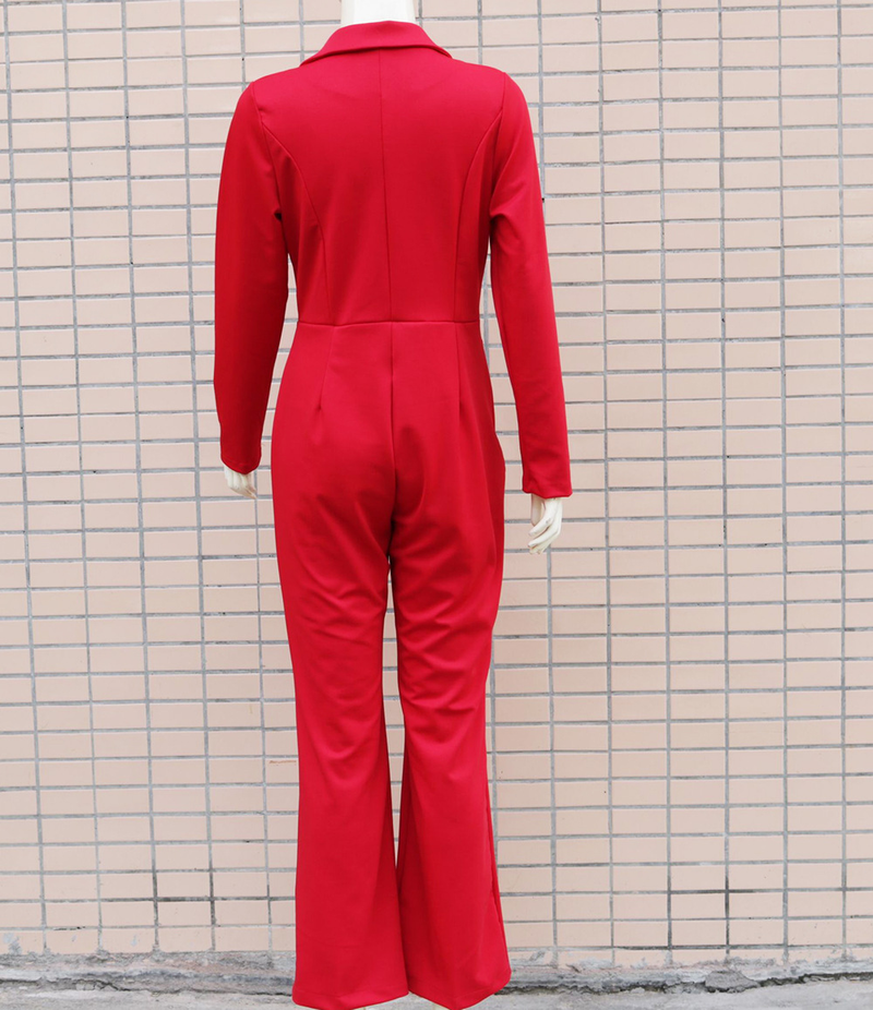 Tuta professionale slim fit a maniche lunghe con temperamento alla moda da donna_voghion.com