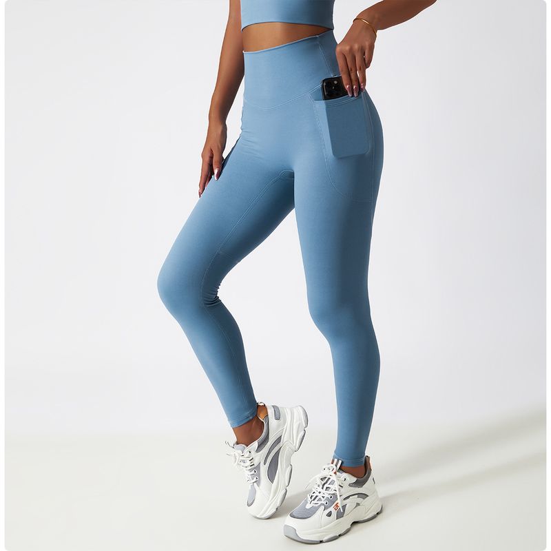 Vêtements pour femmes Pantalon de yoga respirant taille haute pour levage des hanches Portez un pantalon de sport serré avec poche, un pantalon de fitness à séchage rapide_voghion.com