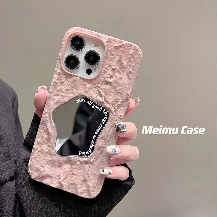 Mobile phone case for iPhone15 mobile phone case embossed rock pattern Internet celebrity mirror 14Promax Apple 13 protective cover new style_voghion.com