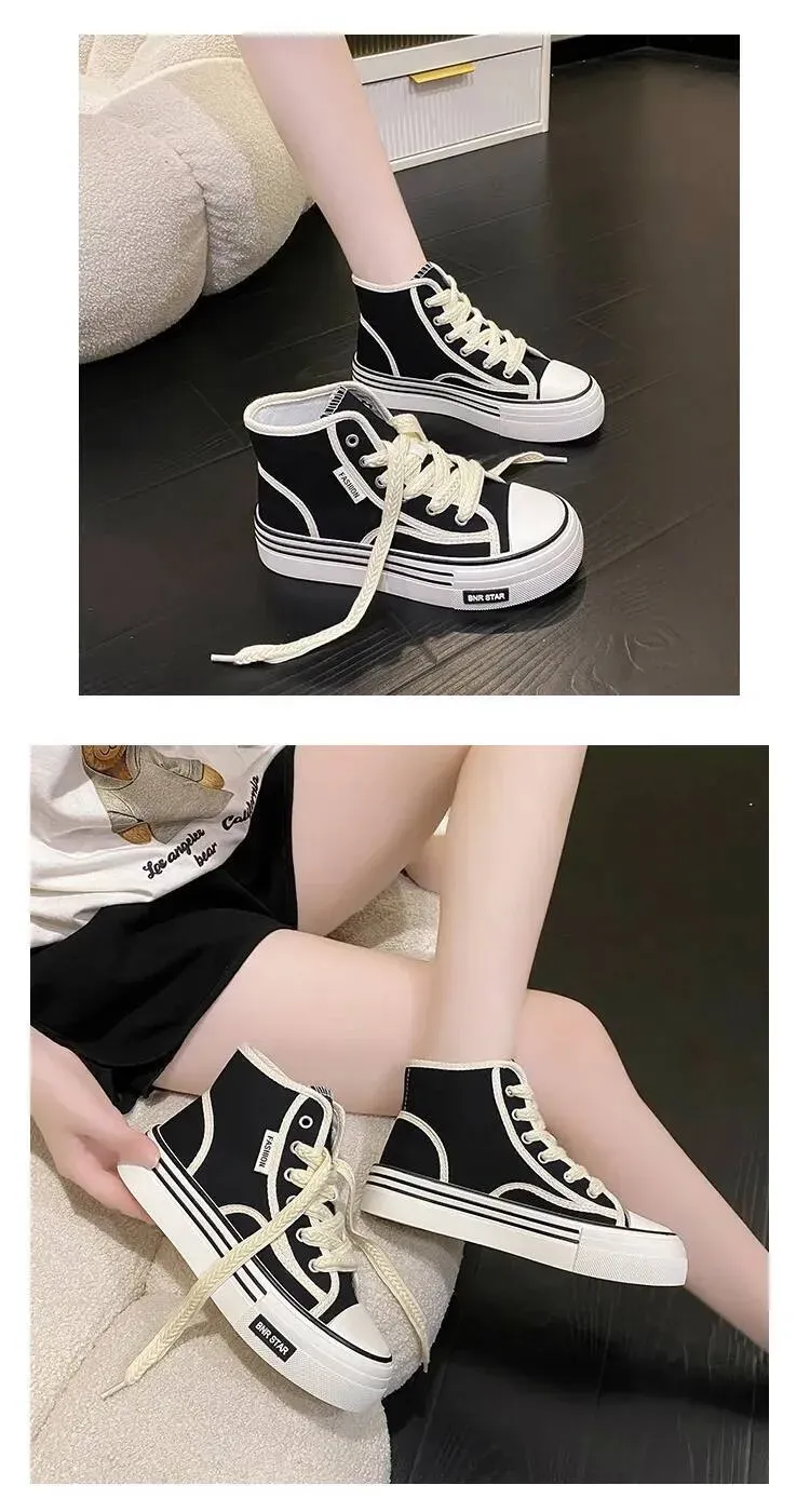 Women Platform Canvas Shoes Height Increasing Chunky Sneakers For Youth Girls Outdoor Trainers Female Ladies Thick Sole_voghion.com